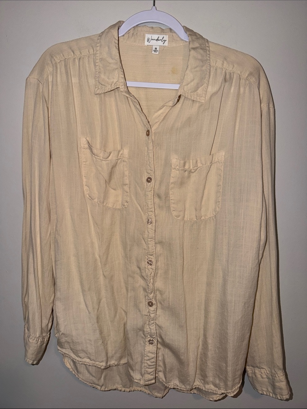 Wonderly Beige Button-Down Casual Shirt